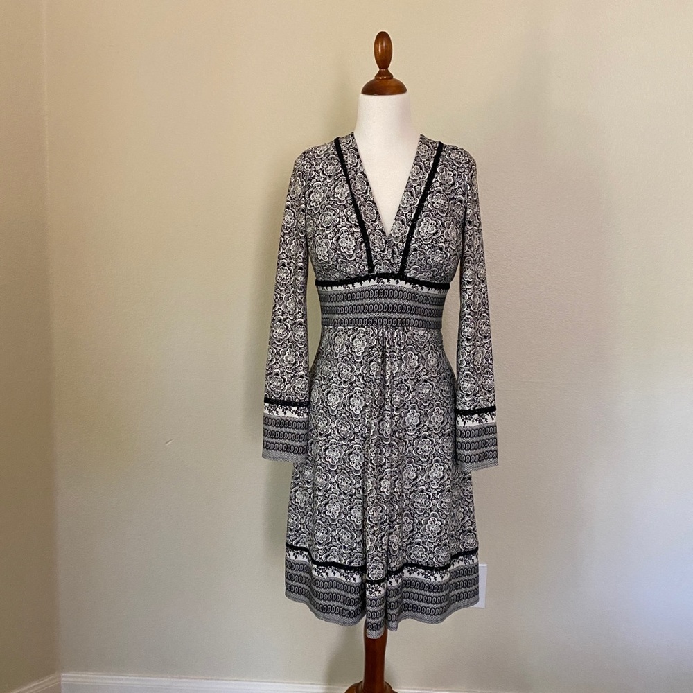 Black and White Long Sleeved Dress